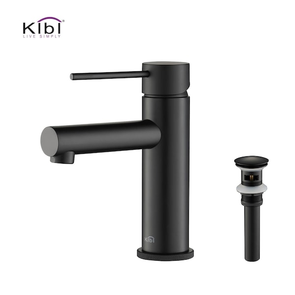 Kibi Circular X Single Handle Bathroom Vanity Sink Faucet with Pop Up Drain C-KBF1010MB-KPW100MB - main
